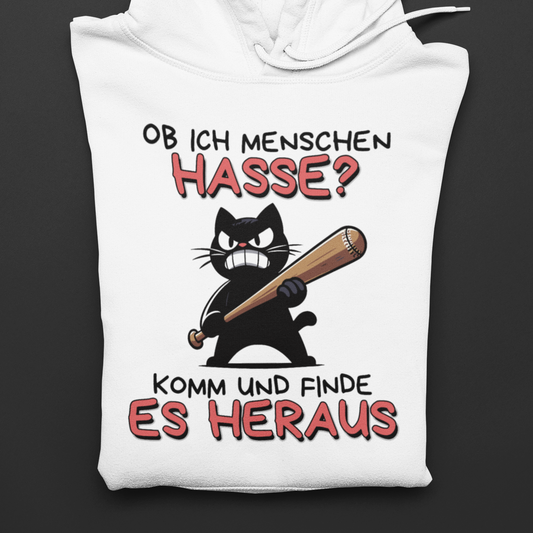 'Ob ich Menschen hasse?' Katze mit Baseballschläger Hoodie