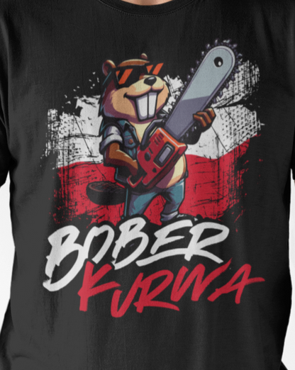 'Kurwa Bober Meme' Biber mit Kettensäge und polnischer Flagge - Premium Organic T-Shirt