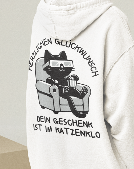 Dein Geschenk ist im Katzenklo - Oversized Hoodie mit Backprint