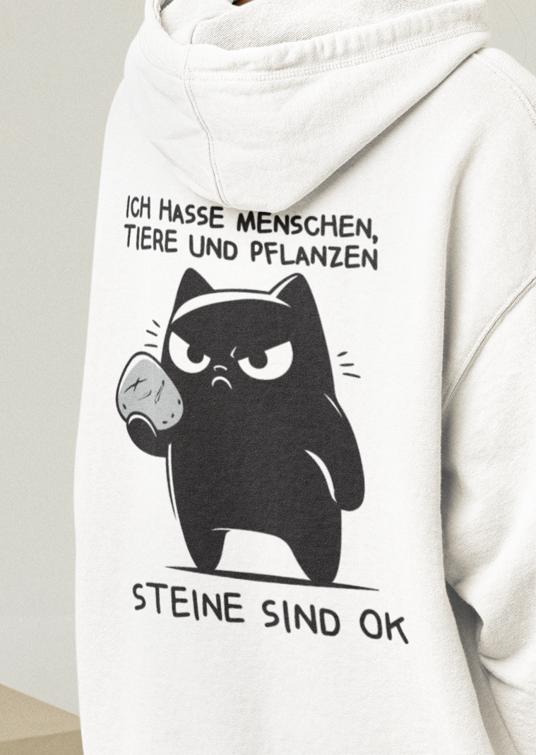 Ich hasse Menschen - Oversized Hoodie mit Backprint