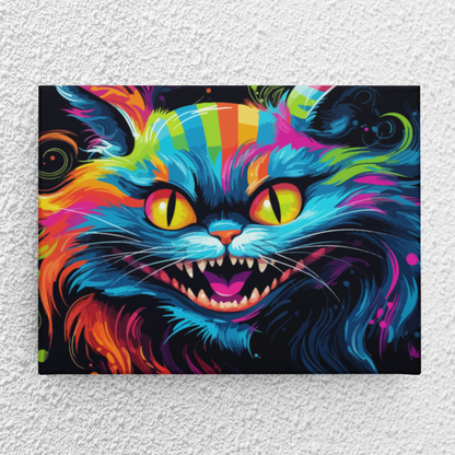 Bunte Grinsekatze Psychedelic Art Canvas