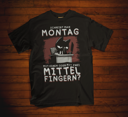 Montag mit einem oder mit zwei Mittelfingern? - Premium Organic T-Shirt Dunkel