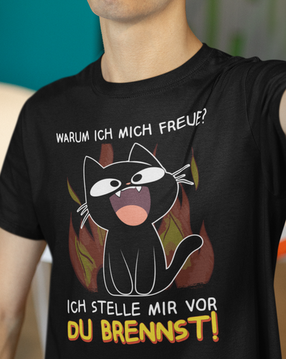 'Ich stelle mir vor Du brennst' - Süße schwarze Katze | Premium Organic T-Shirt